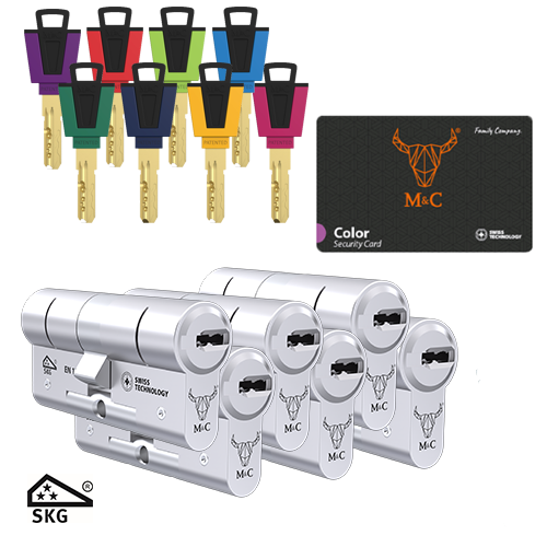6 Gelijksluitende cilinders M&C Color plus