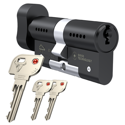 Knopcilinder zwart M&C Matrix