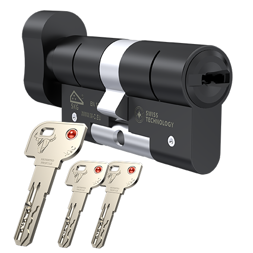 Knopcilinder zwart M&C Minos